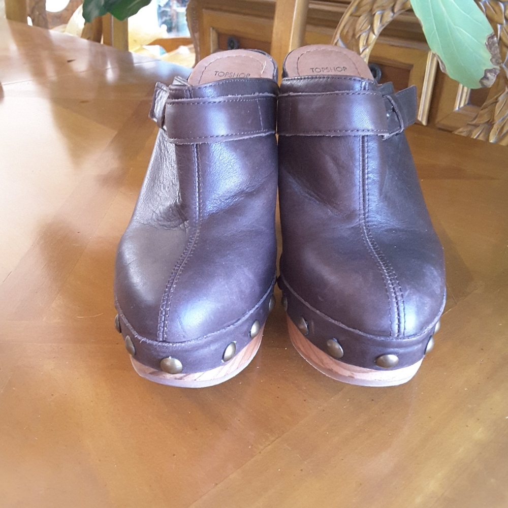 Top Shop brown Clog wood heel made in Spain